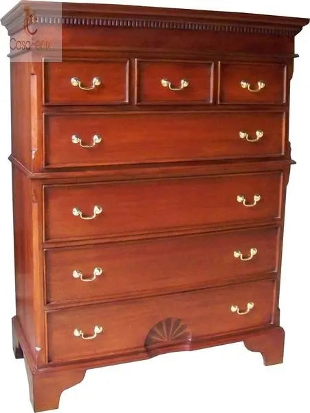 Chest On Chest 4 over 3 Drawers  Solid Mahogany 7 Drawer Chest Bedroom Storage CasaFenix