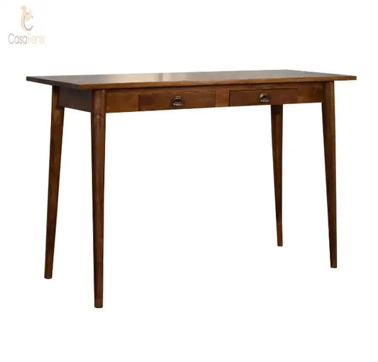 Chestnut Nordic Style Writing Desk with 2 Drawers - CasaFenix