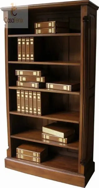 Column Georgian Collection Bookcase 5 Adjustable Shelves Solid Mahogany CasaFenix
