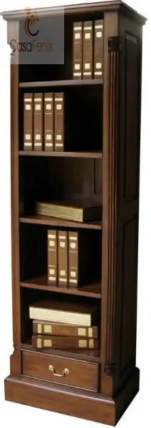 Column Georgian Collection Tall Slim Bookcase 4 Adjustable Shelves Solid Mahogany CasaFenix