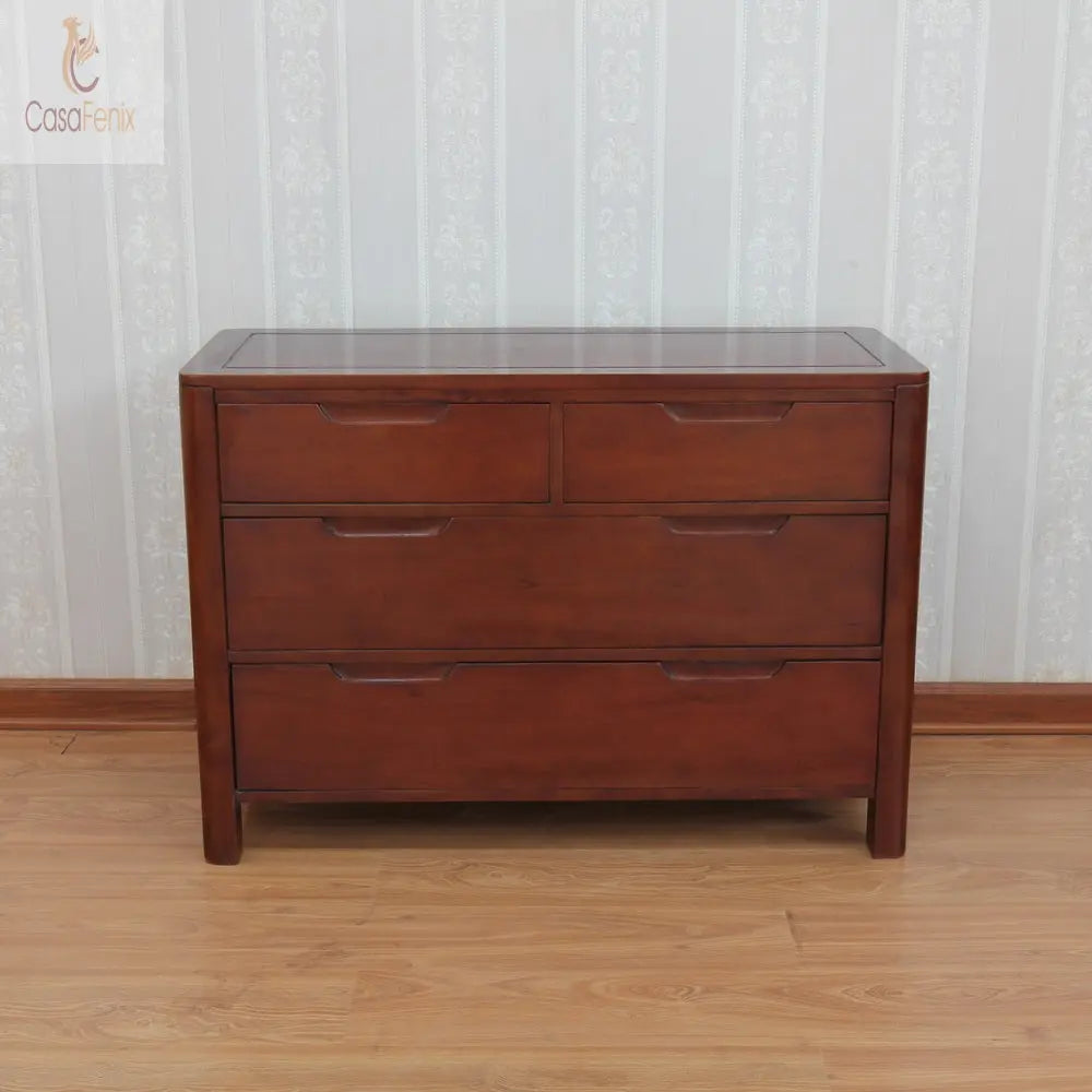Contemporary Bude Collection 4 Drawer Chest Solid Mahogany Bedroom Storage CasaFenix