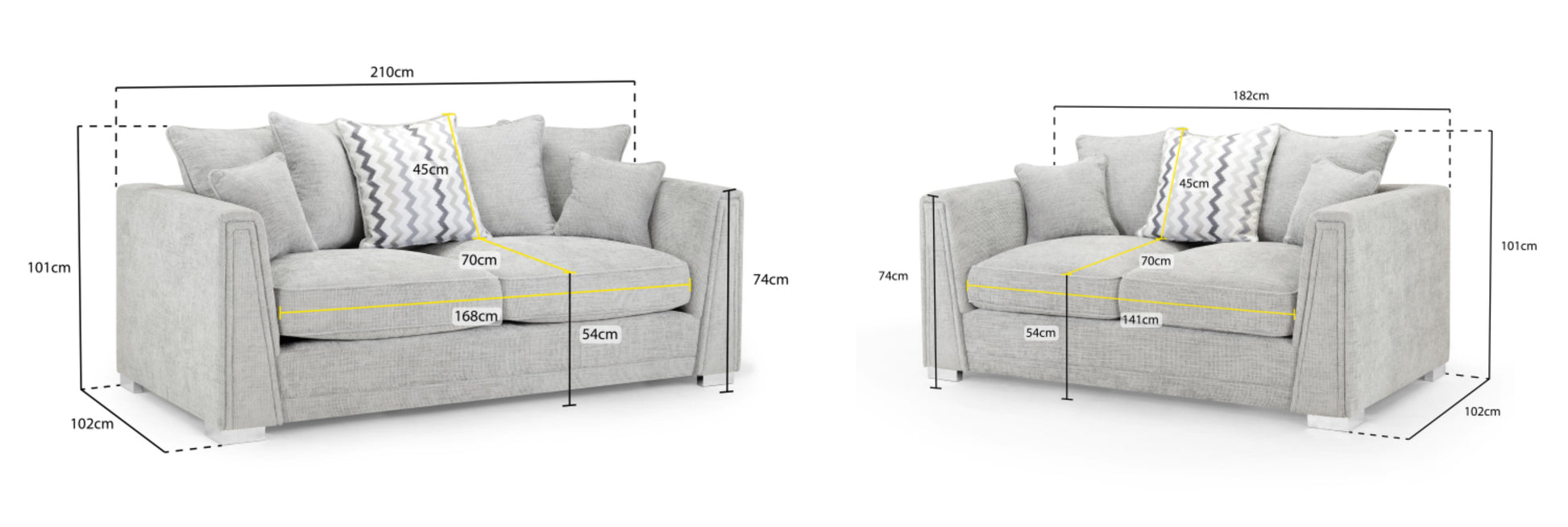 Cony Plush Button Fabric Sofa in Silver or Slate Grey 2, 3 Seat, 4 Seat Corner Settee Footstool (Copy) Sofa CasaFenix