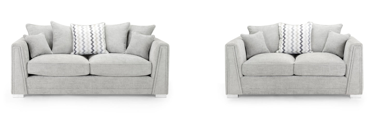 Cony Plush Button Fabric Sofa in Silver or Slate Grey 2, 3 Seat, 4 Seat Corner Settee Footstool (Copy) Sofa CasaFenix