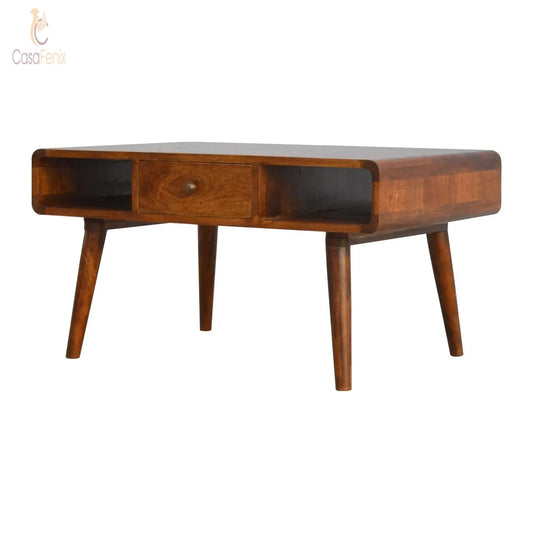 Curved Chestnut Coffee Table - CasaFenix