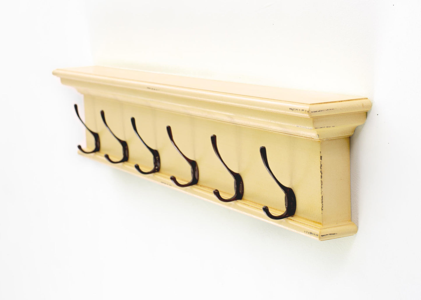 Halifax collection by Nova Solo. Yellow Brown Antique 6 Hook Coat Rack CasaFenix