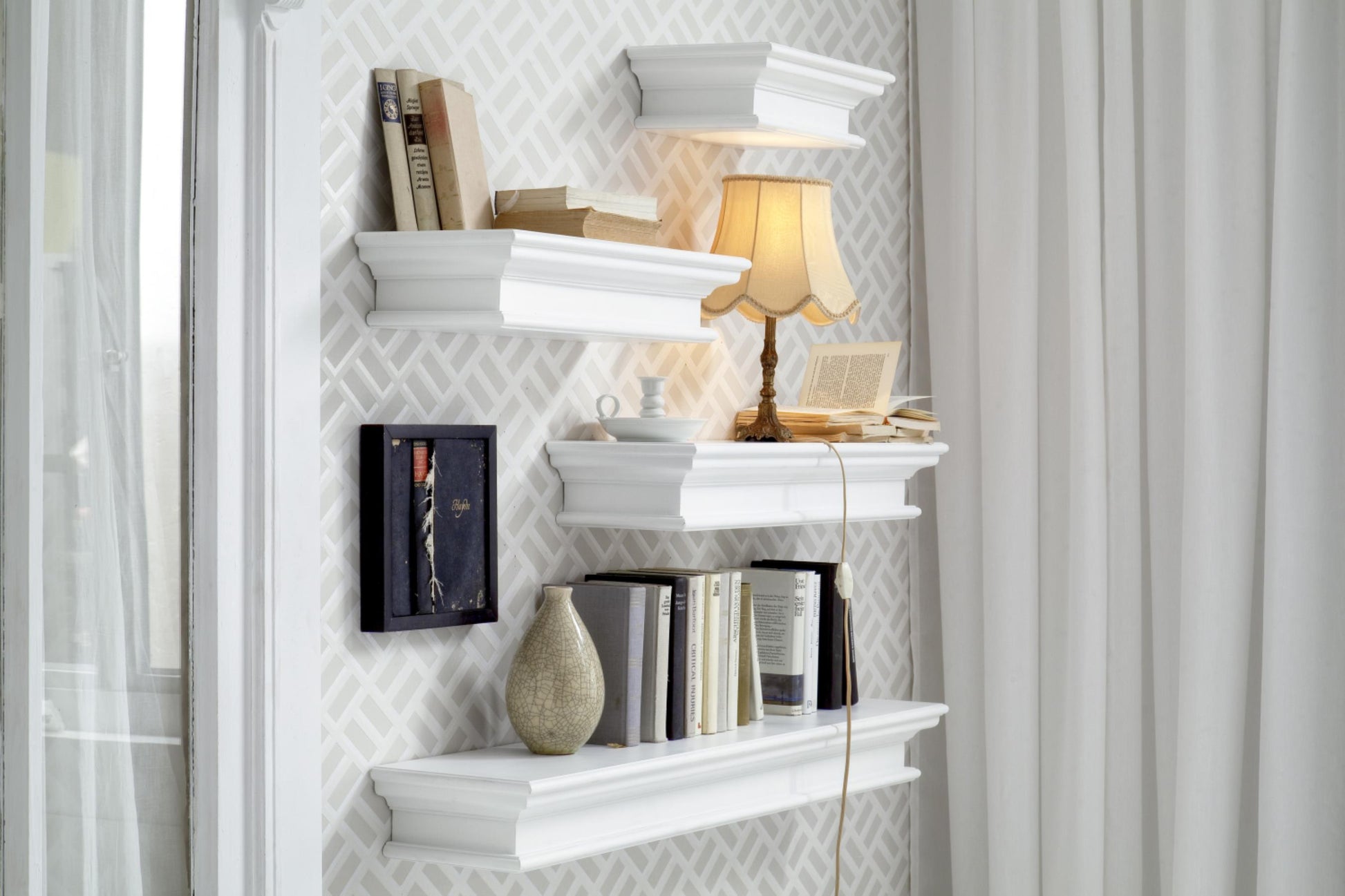 Halifax collection by Nova Solo.  Floating Wall Shelf, Extra Long A CasaFenix
