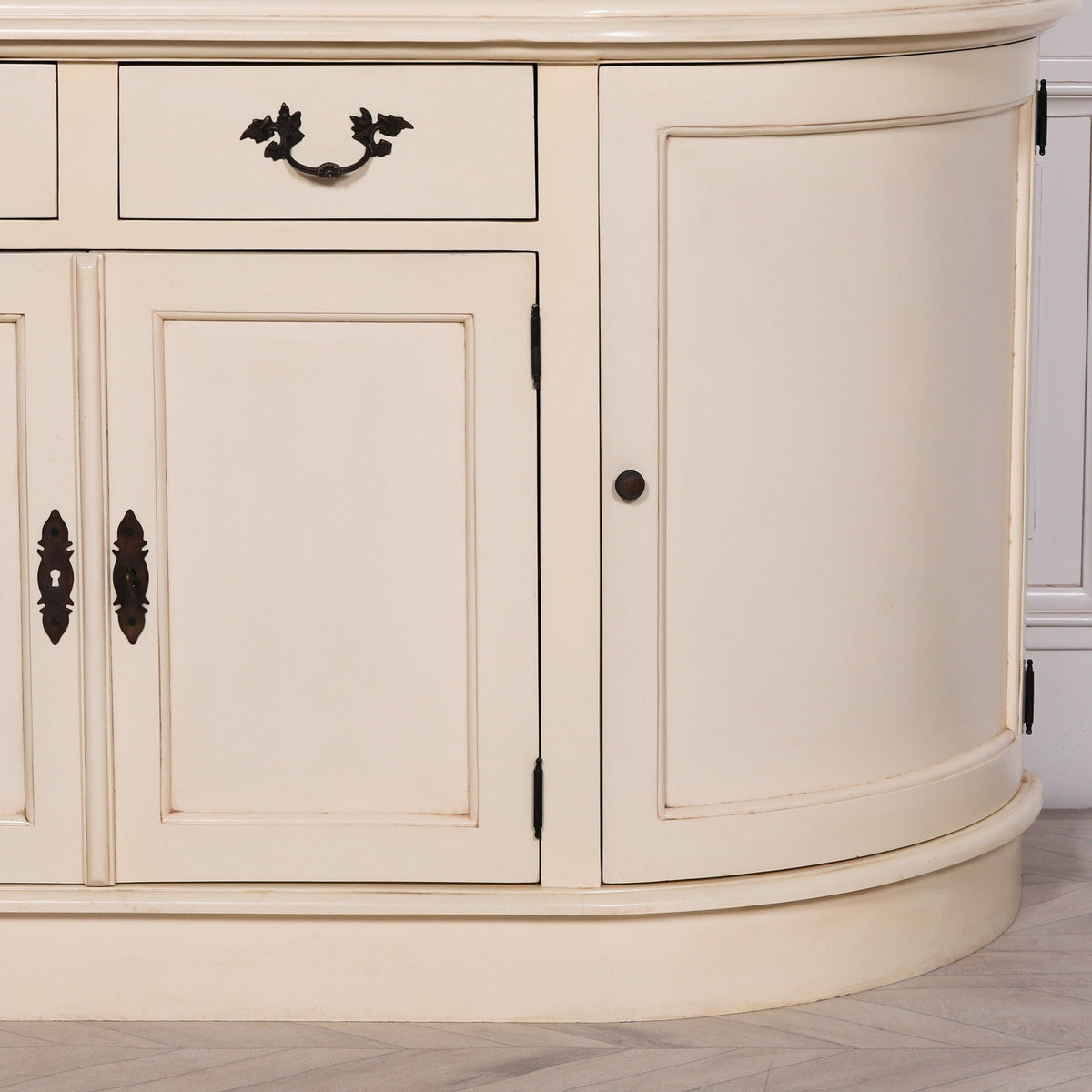 Large Vintage Cream Mahogany Dresser Display Cabinet with Glass Panes — 8 Doors, 2 Drawers Display Cabinet CasaFenix