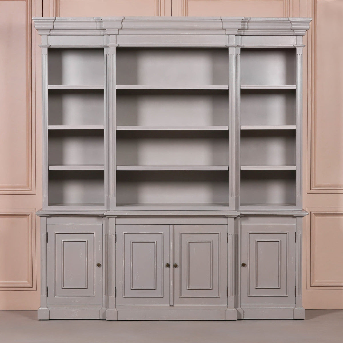 Distressed Gray Bookcase Display Cabinet Display Cabinet CasaFenix