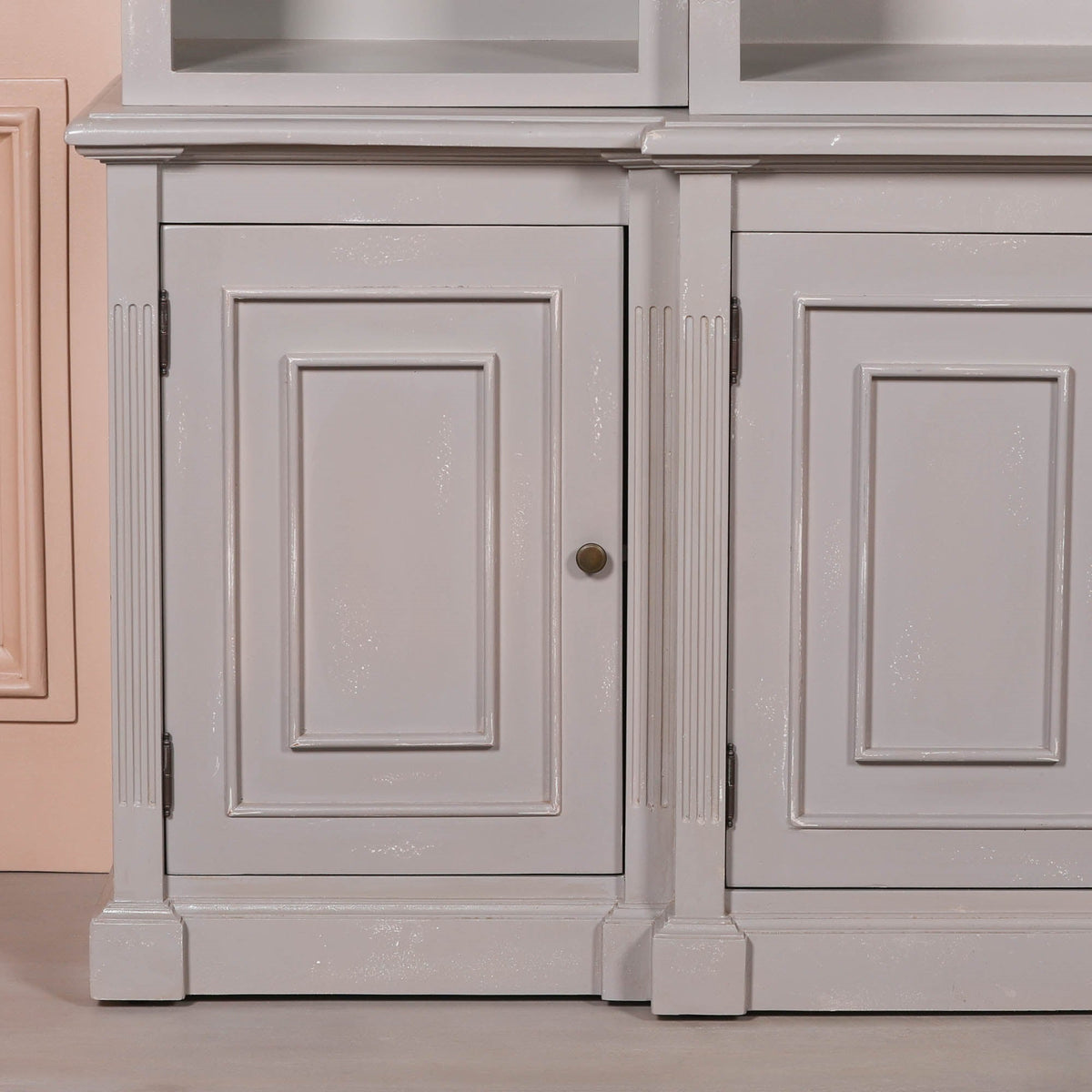 Distressed Gray Bookcase Display Cabinet Display Cabinet CasaFenix