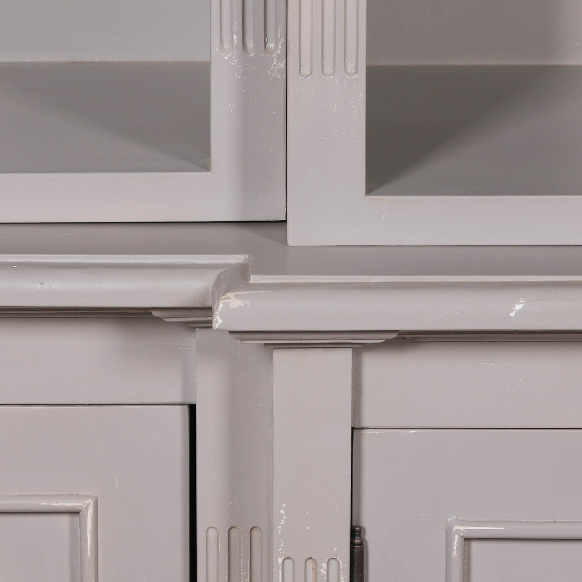 Distressed Gray Bookcase Display Cabinet Display Cabinet CasaFenix
