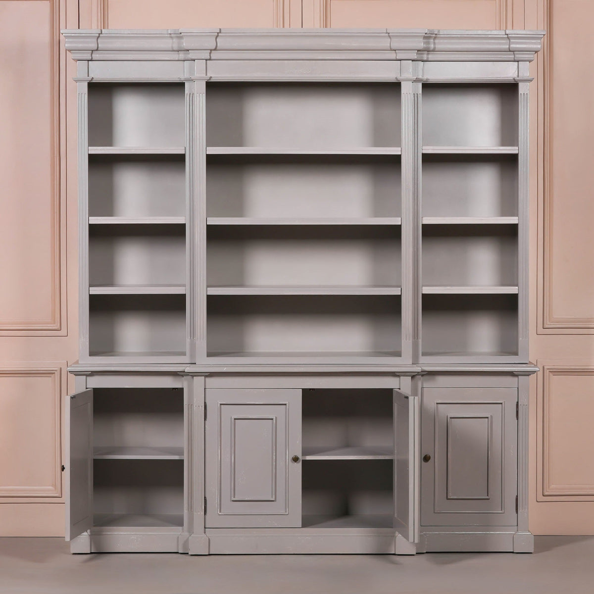 Distressed Gray Bookcase Display Cabinet Display Cabinet CasaFenix