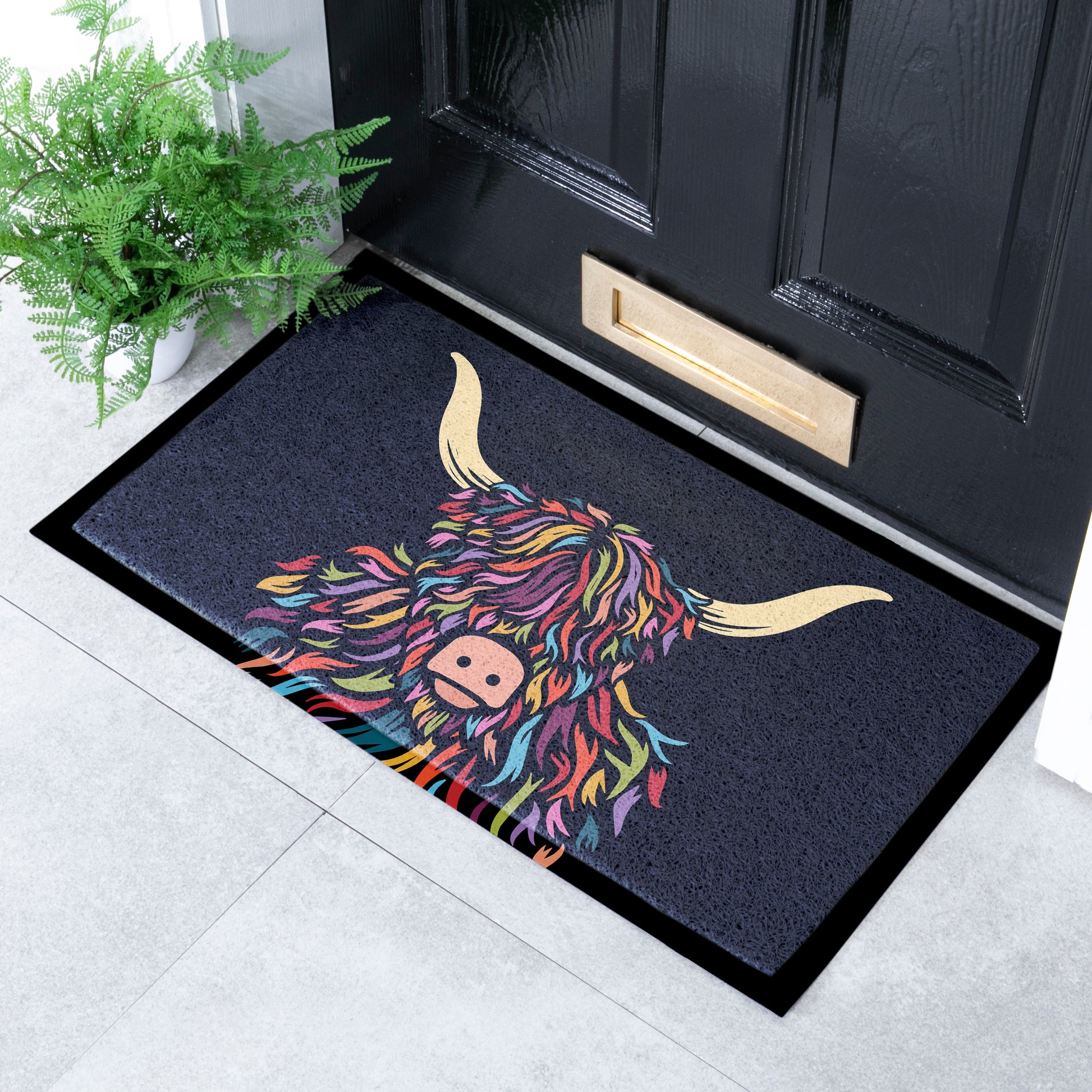 Highland Cow Colour Indoor & Outdoor Doormat - 70x40cm Doormats CasaFenix