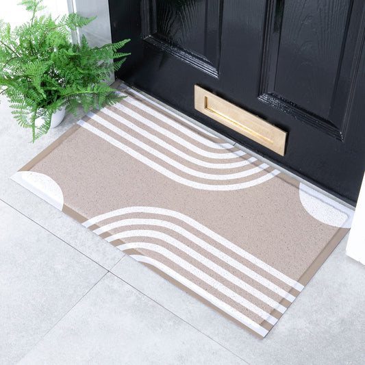 Beige Abstract Lines Indoor & Outdoor Doormat - 70x40cm Doormats CasaFenix
