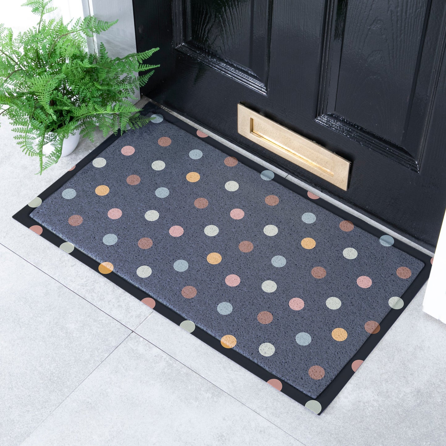 Black Polka Dots Indoor Outdoor Doormat (70 x 40cm) Doormats CasaFenix