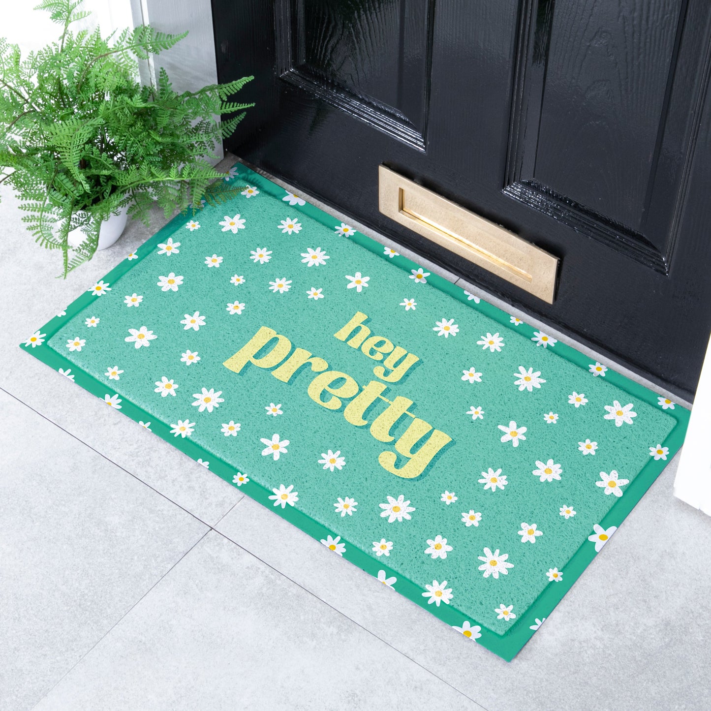 Hey Pretty Flowers Indoor Outdoor Doormat (70 x 40cm) Doormats CasaFenix