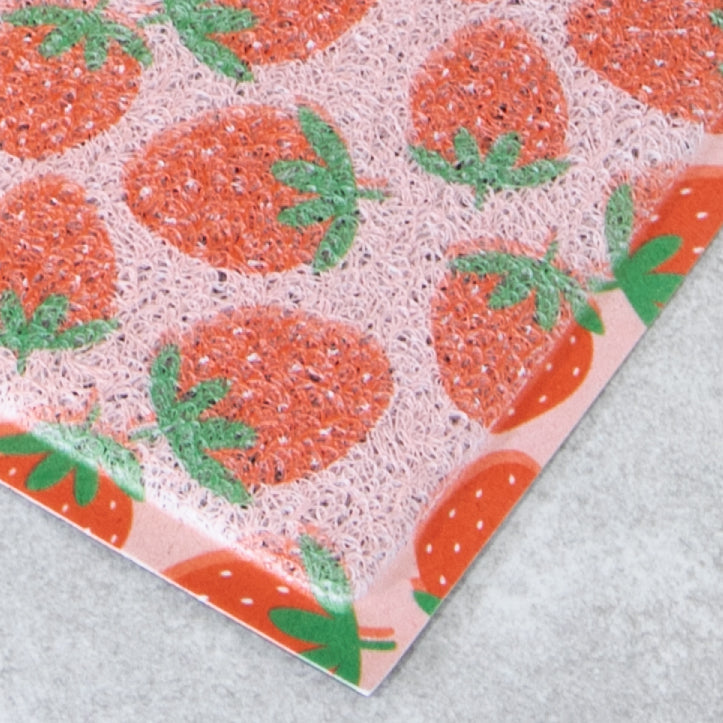 Pink Strawberry Pattern Indoor Outdoor Doormat (70 x 40cm) Doormats CasaFenix
