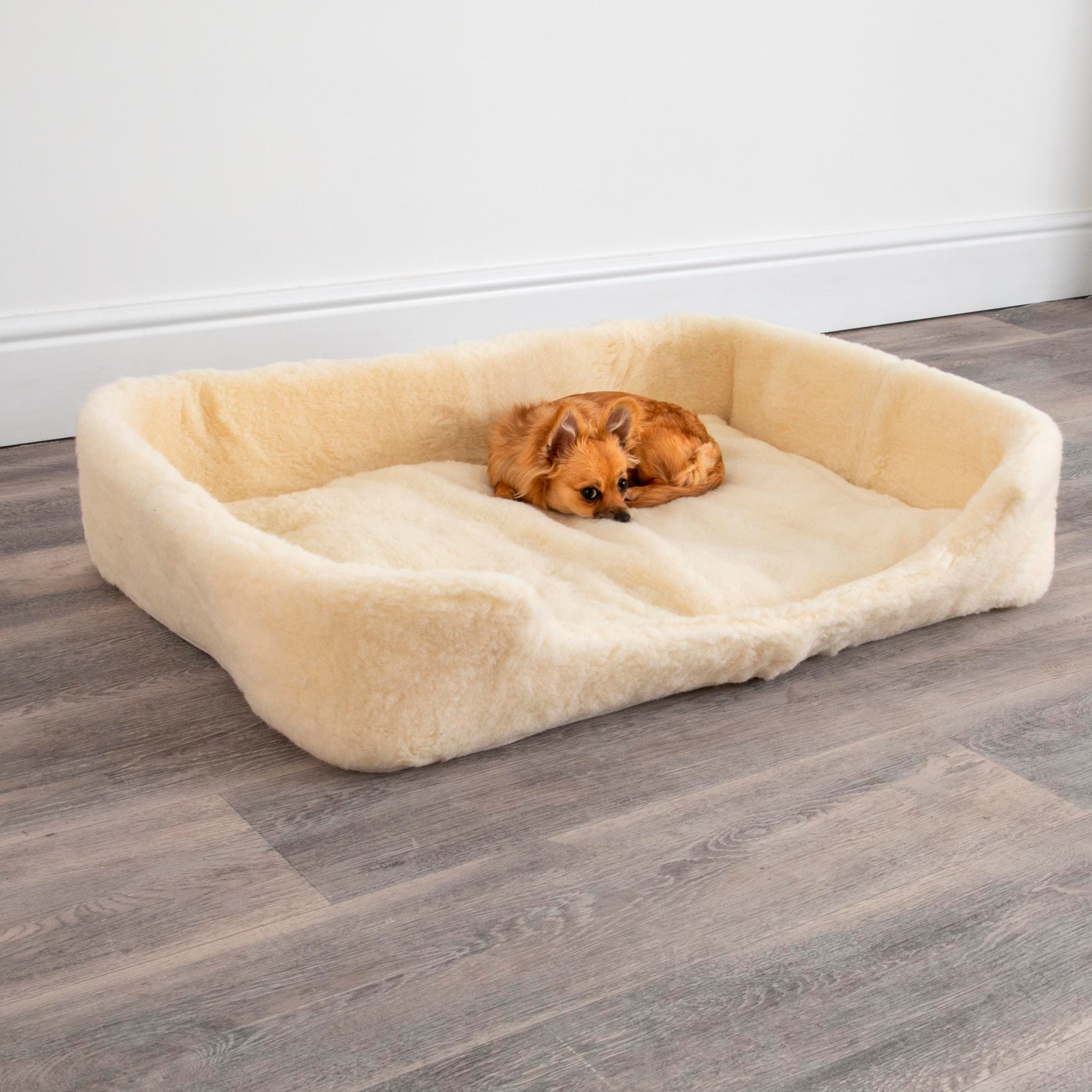 100% Merino Wool Pet Dog Bed - Natural (white) 90 x 60cm LARGE - CasaFenix