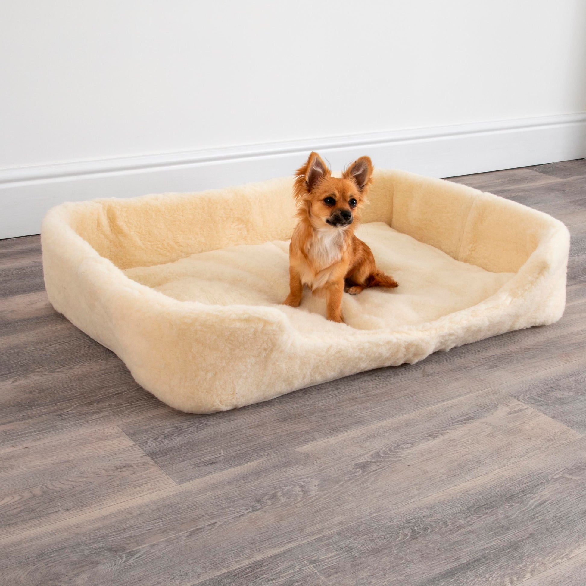 100% Merino Wool Pet Dog Bed - Natural (white) 90 x 60cm LARGE - CasaFenix