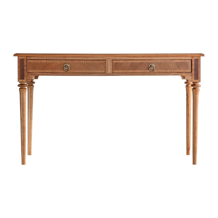 Inspire Walnut Bedroom Range Walnut Two Drawer Writing Desk 130cm Wide Side Table CasaFenix
