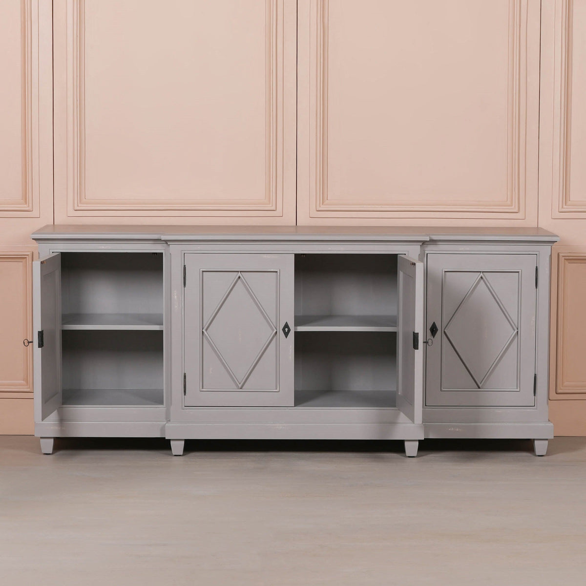 Large Distressed Mahogany Sideboard — 4 Doors, 205.5cm Buffets & Sideboards CasaFenix