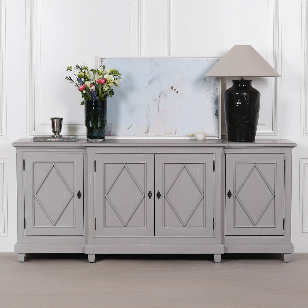 Large Distressed Mahogany Sideboard — 4 Doors, 205.5cm Buffets & Sideboards CasaFenix