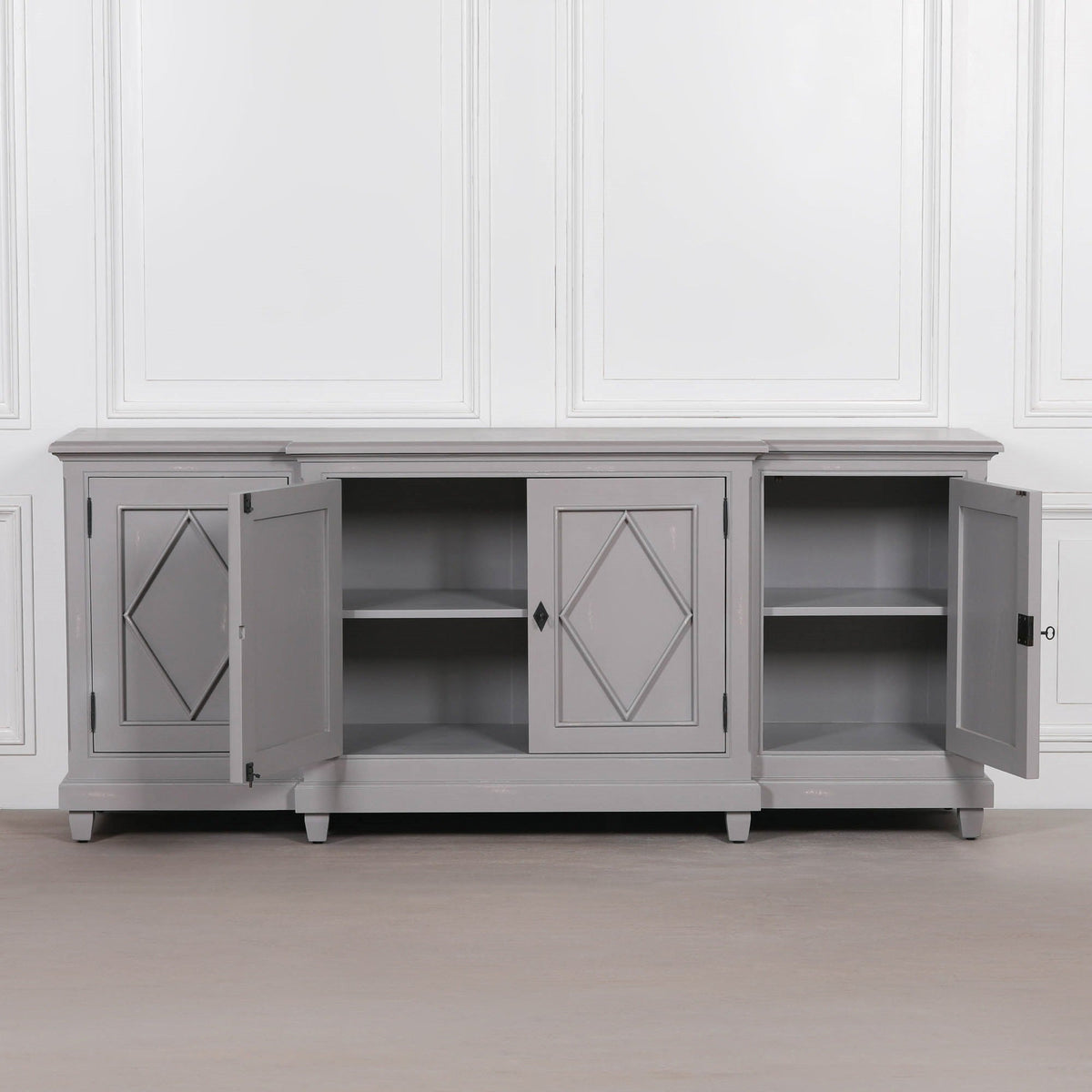 Large Distressed Mahogany Sideboard — 4 Doors, 205.5cm Buffets & Sideboards CasaFenix
