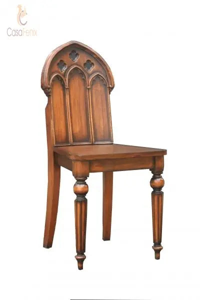 Gothic Hall / Dining Chair Antique Reproduction Solid Mahogany CasaFenix