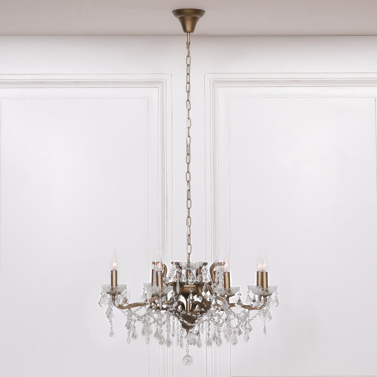 Gold 8 Branch Shallow Cut Glass Chandelier Chandelier CasaFenix