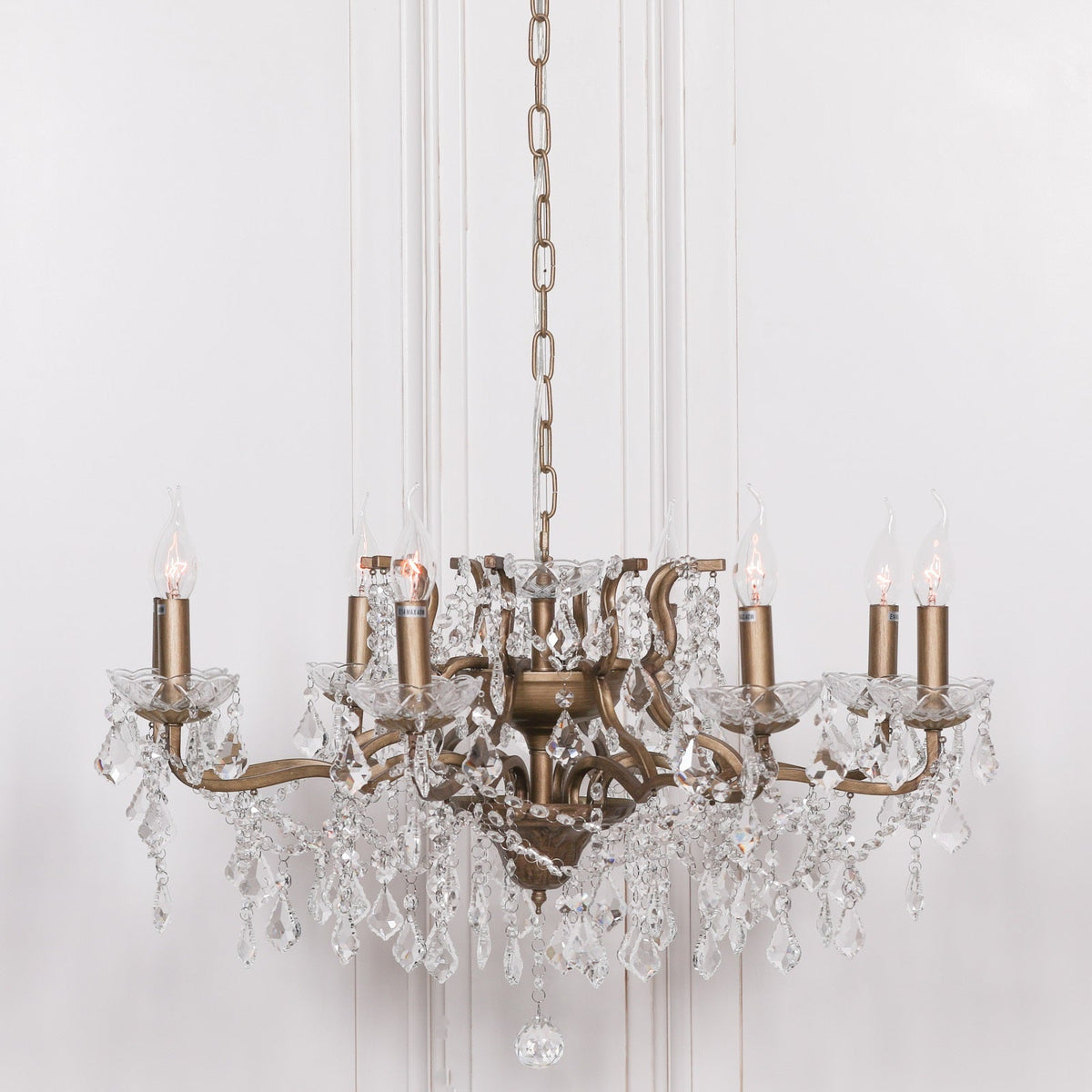 Gold 8 Branch Shallow Cut Glass Chandelier Chandelier CasaFenix