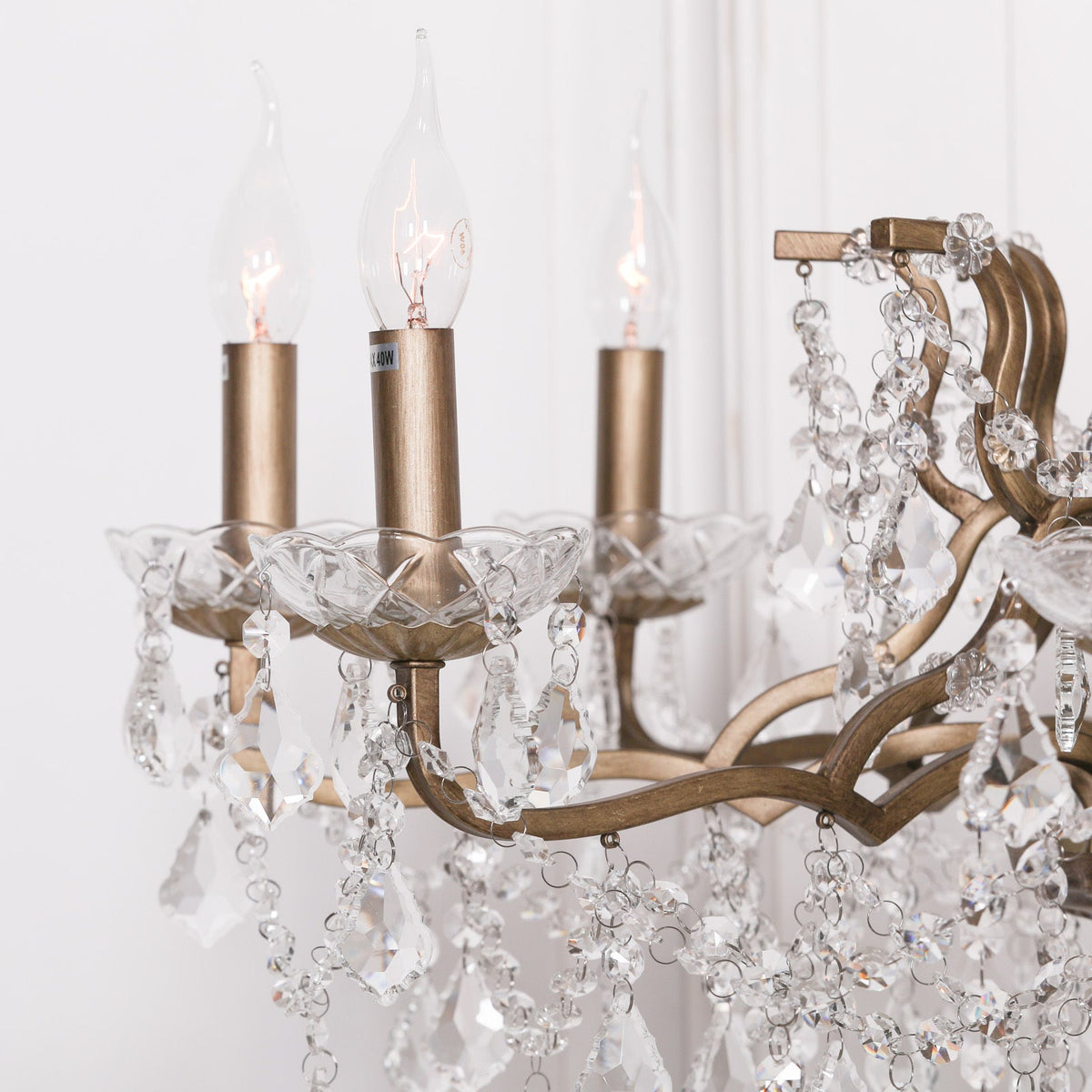 Gold 8 Branch Shallow Cut Glass Chandelier Chandelier CasaFenix