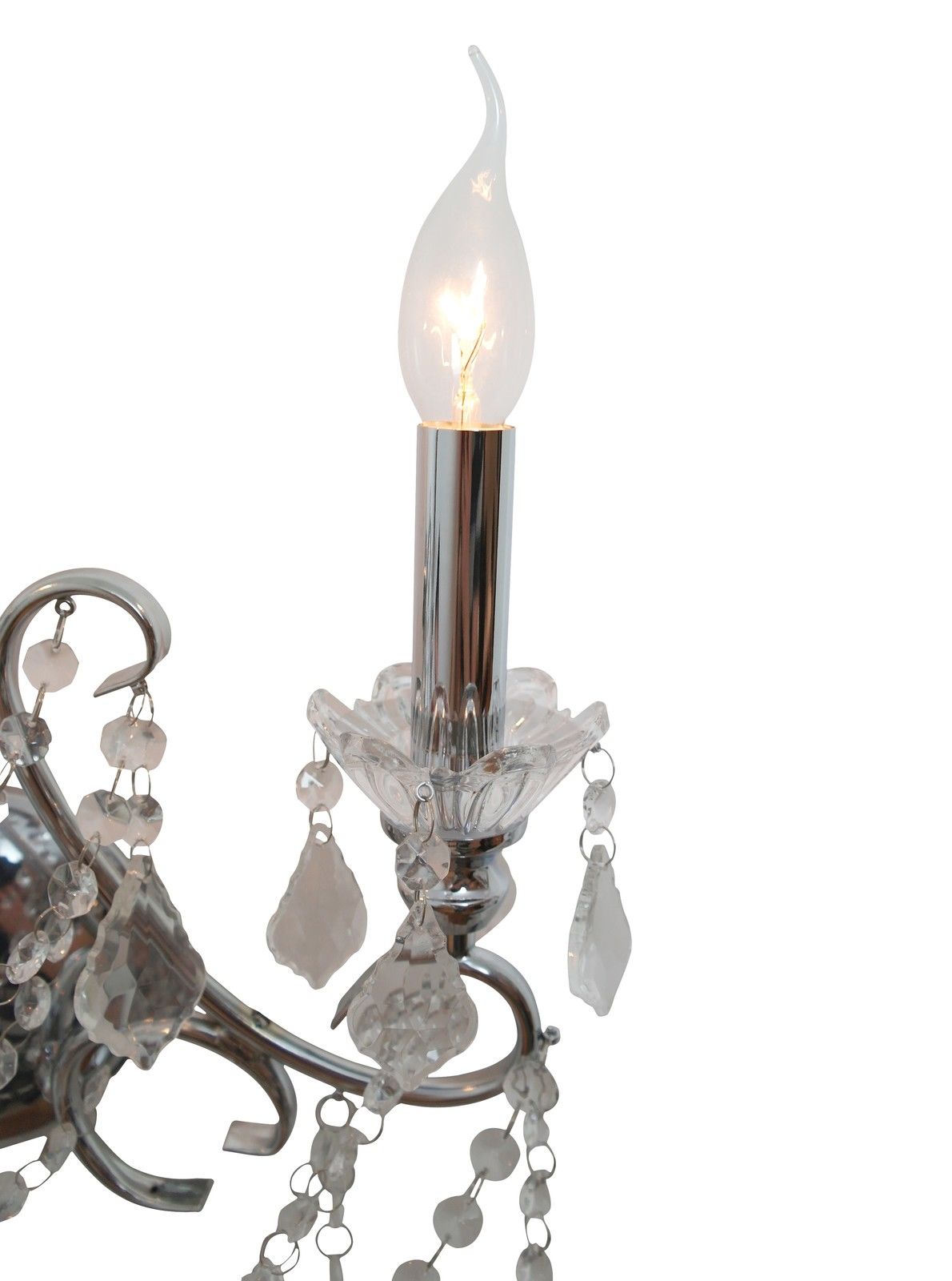 Chrome 2-Branch Cut Glass Chandelier Wall Light Chandelier CasaFenix