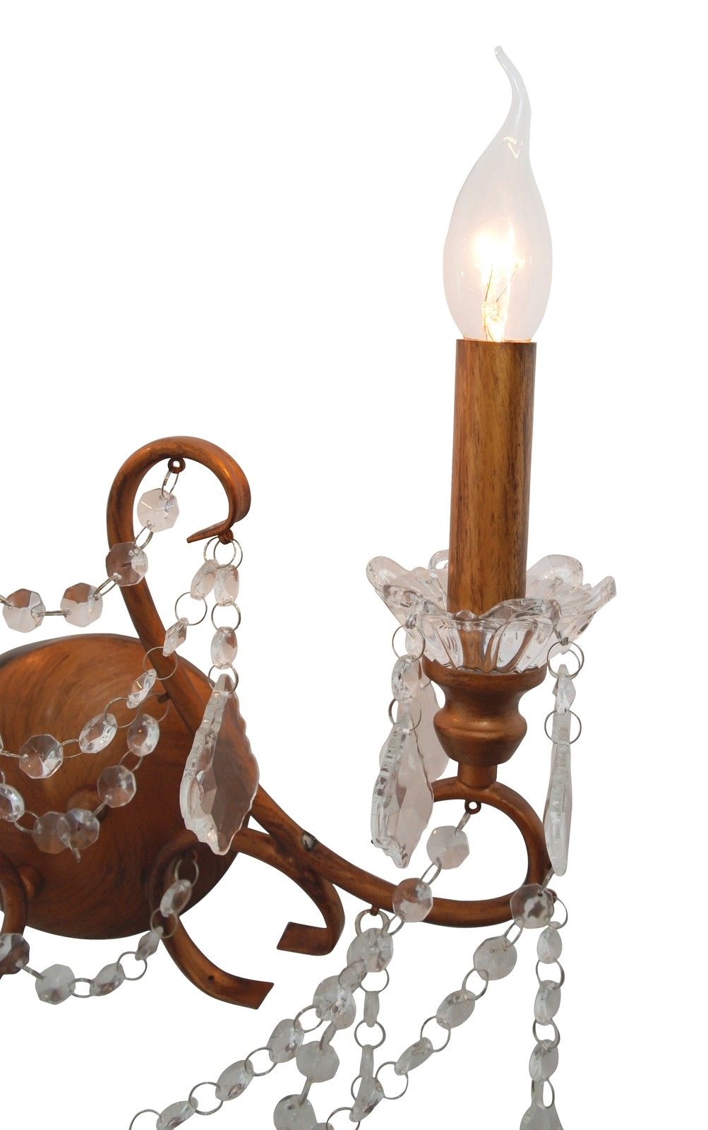 Antiqued Gold 2-Branch Cut Glass Chandelier Wall Light Chandelier CasaFenix