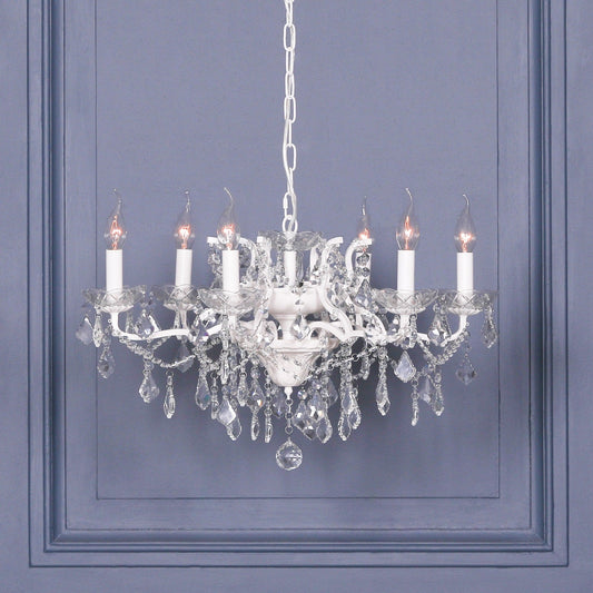 White 6-Branch Cut Glass Chandelier — 68cm Wide Chandelier CasaFenix