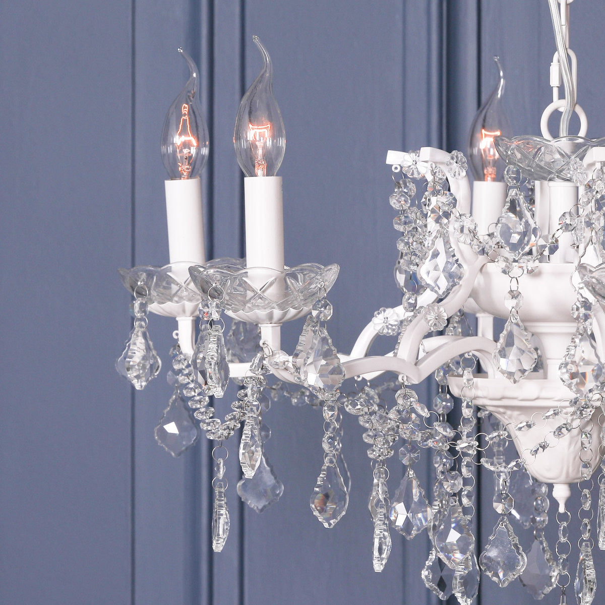 White 6-Branch Cut Glass Chandelier — 68cm Wide Chandelier CasaFenix