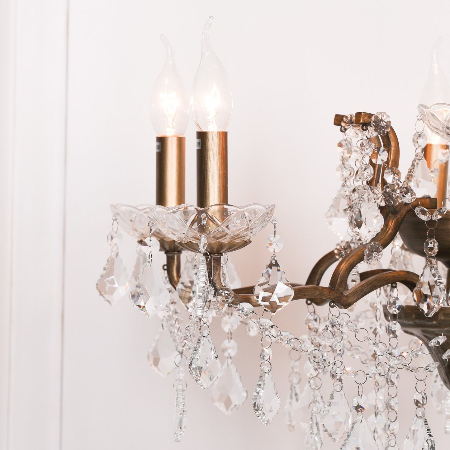 Antique Gold 6-Branch French-Style Shallow Cut Glass Chandelier Chandelier CasaFenix