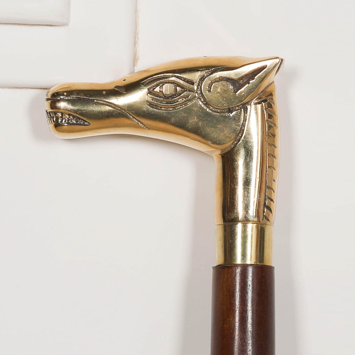 Horse Head Brass & Mango Wood Walking Stick Walking Stick CasaFenix