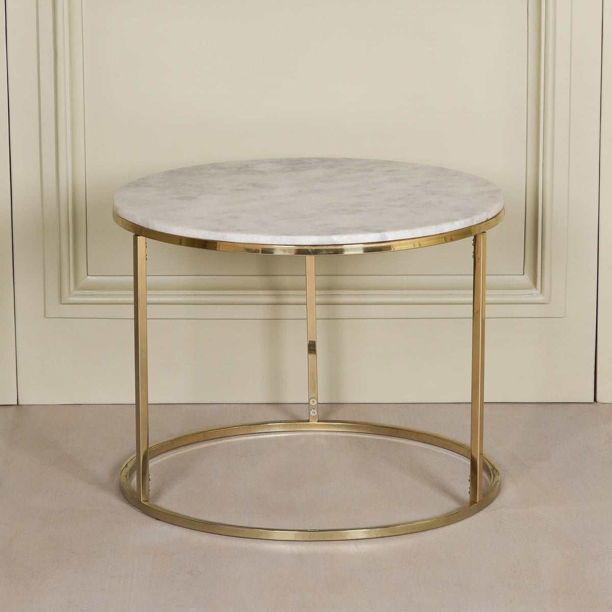 Gold Metal Side Table with Marble Top Side Table CasaFenix