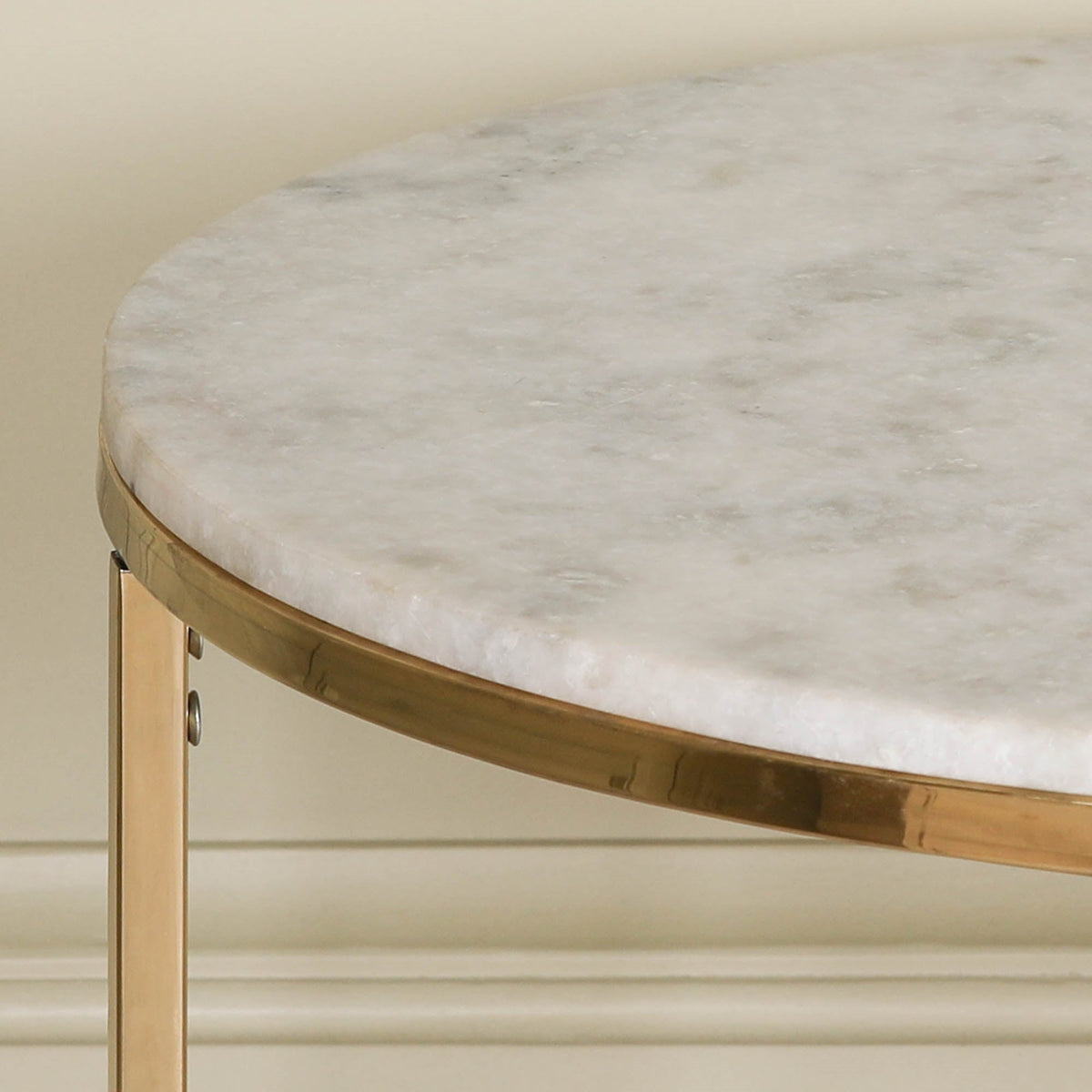 Gold Metal Side Table with Marble Top Side Table CasaFenix