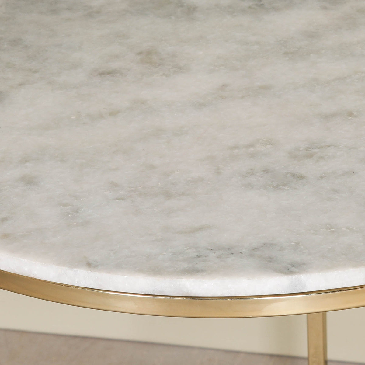 Gold Metal Side Table with Marble Top Side Table CasaFenix