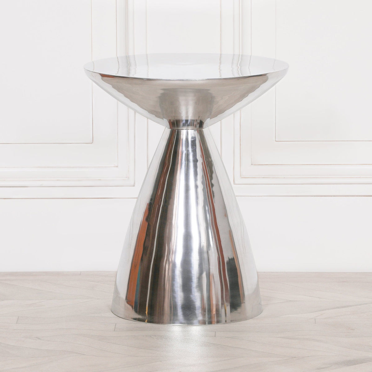 Hourglass Cast Aluminium Side Table with Chrome Finish Side Table CasaFenix
