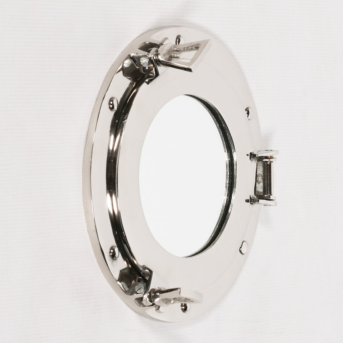 Small Polished Aluminium Porthole Wall Mirror Mirror CasaFenix