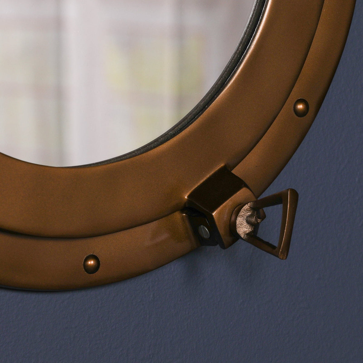 Medium Antique Brass Aluminium Porthole Wall Mirror Mirror CasaFenix