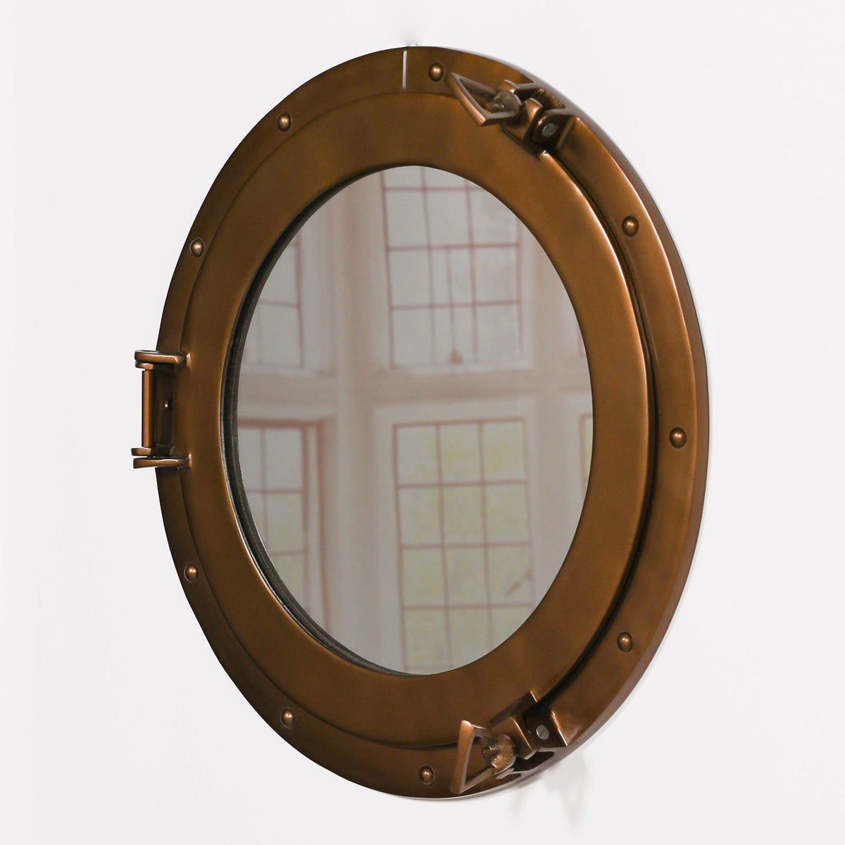 Medium Antique Brass Aluminium Porthole Wall Mirror Mirror CasaFenix