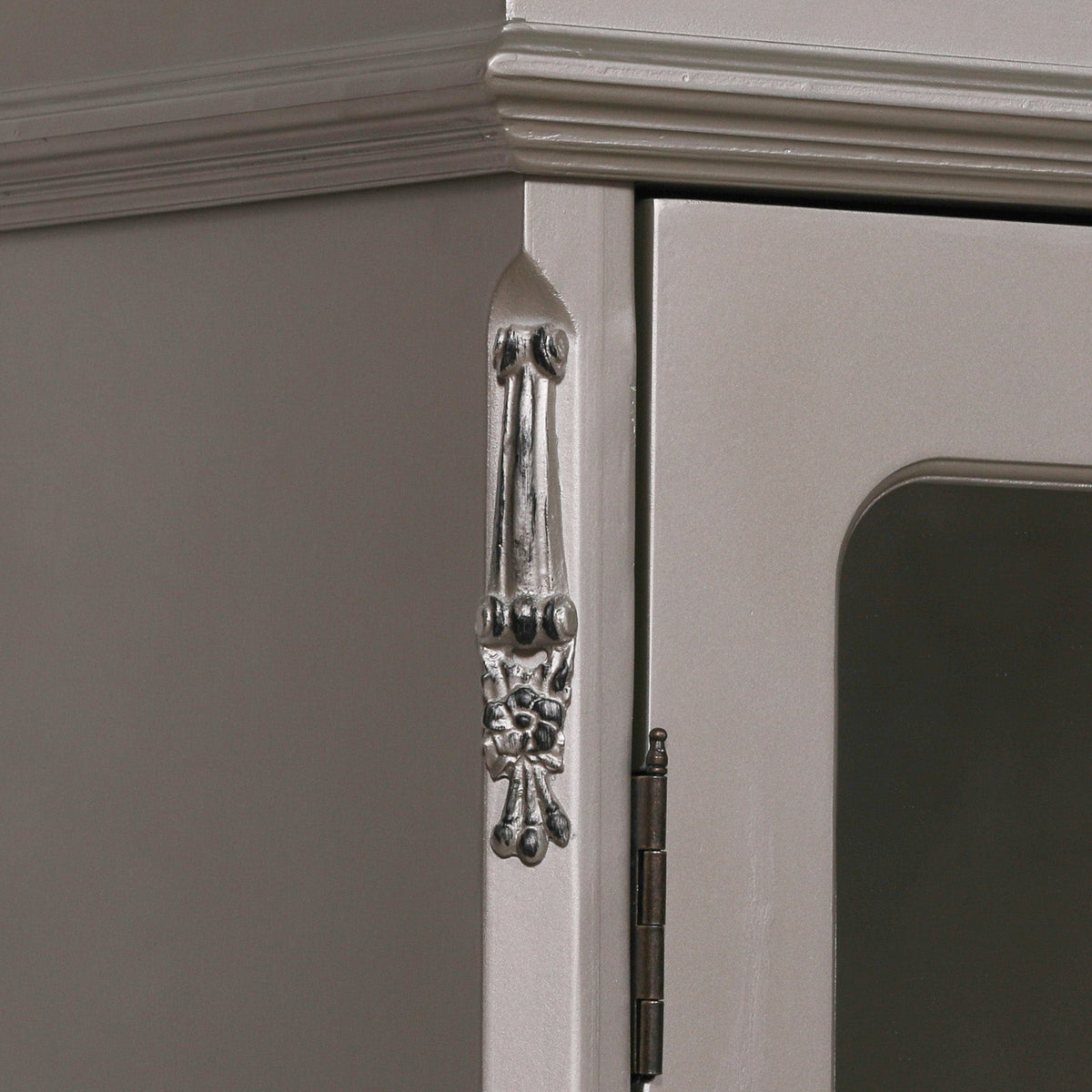 French Antique Silver Double Mirrored Door Armoire Armoire CasaFenix