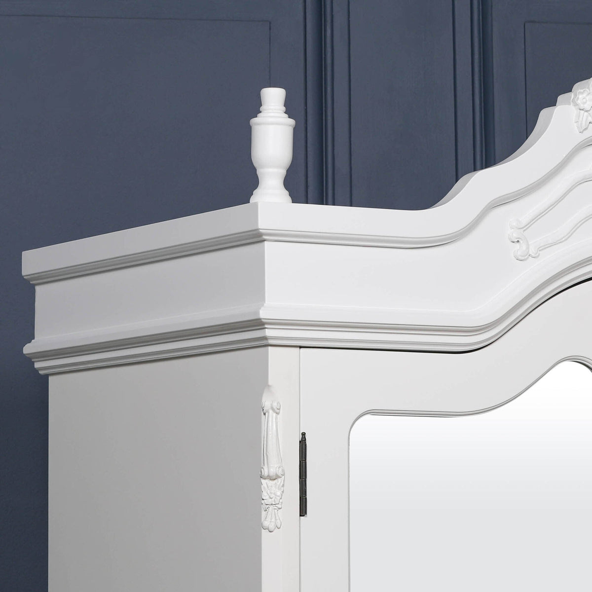French Rococo White Double Mirrored Door Armoire Armoire CasaFenix