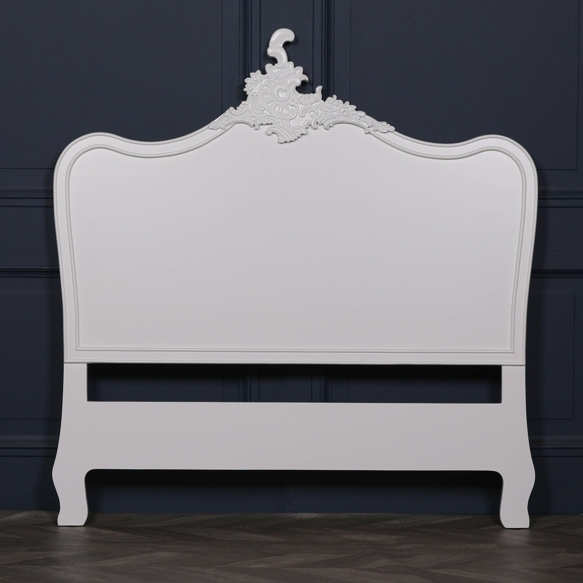 French Rococo White Carved Double Size Headboard (4ft6) Beds & Bed Frames CasaFenix