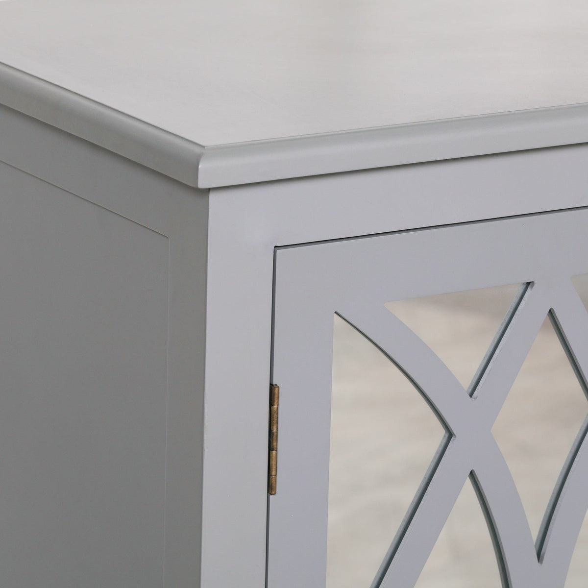 Grey Painted Ornate Mirrored 2-Door Sideboard Cupboard Cupboard CasaFenix