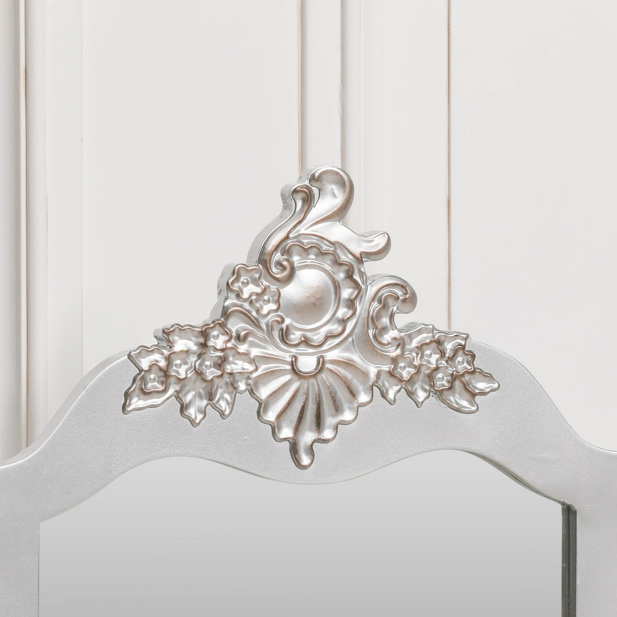 French Rococo Silver Triple-Fold Vanity Mirror Mirror CasaFenix