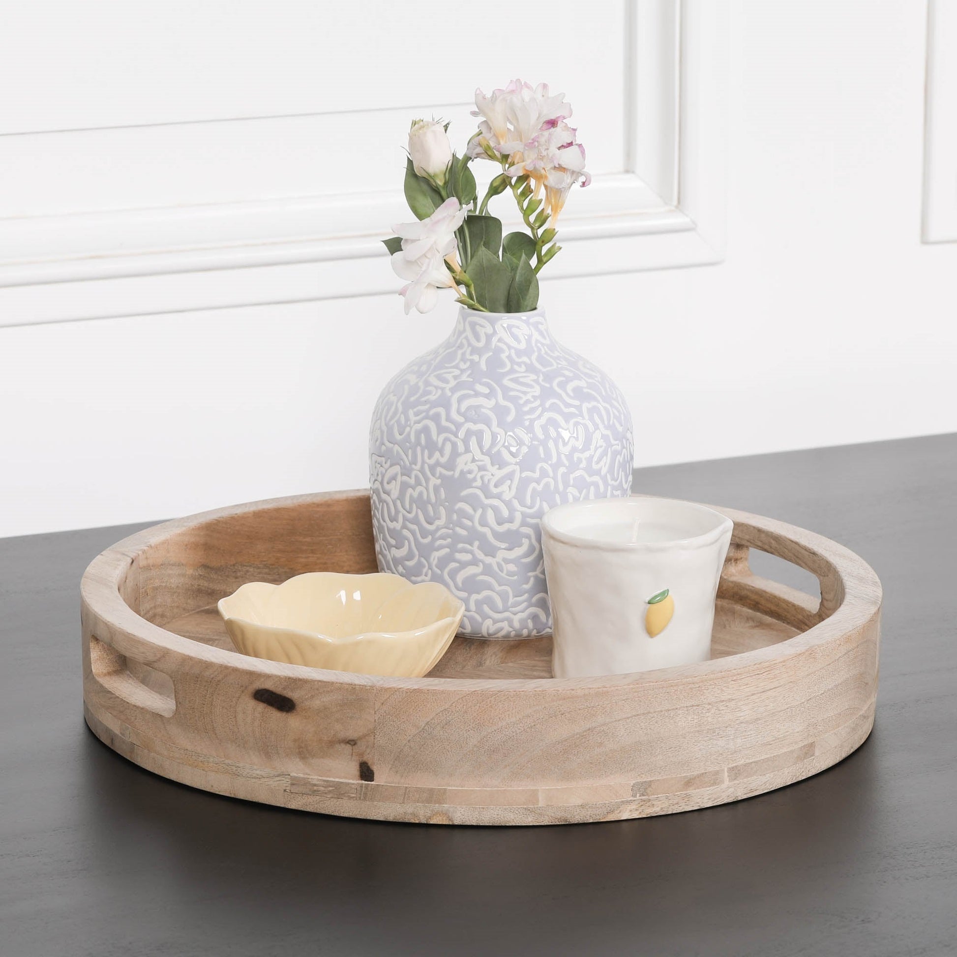Round 40cm Wooden Tray  CasaFenix