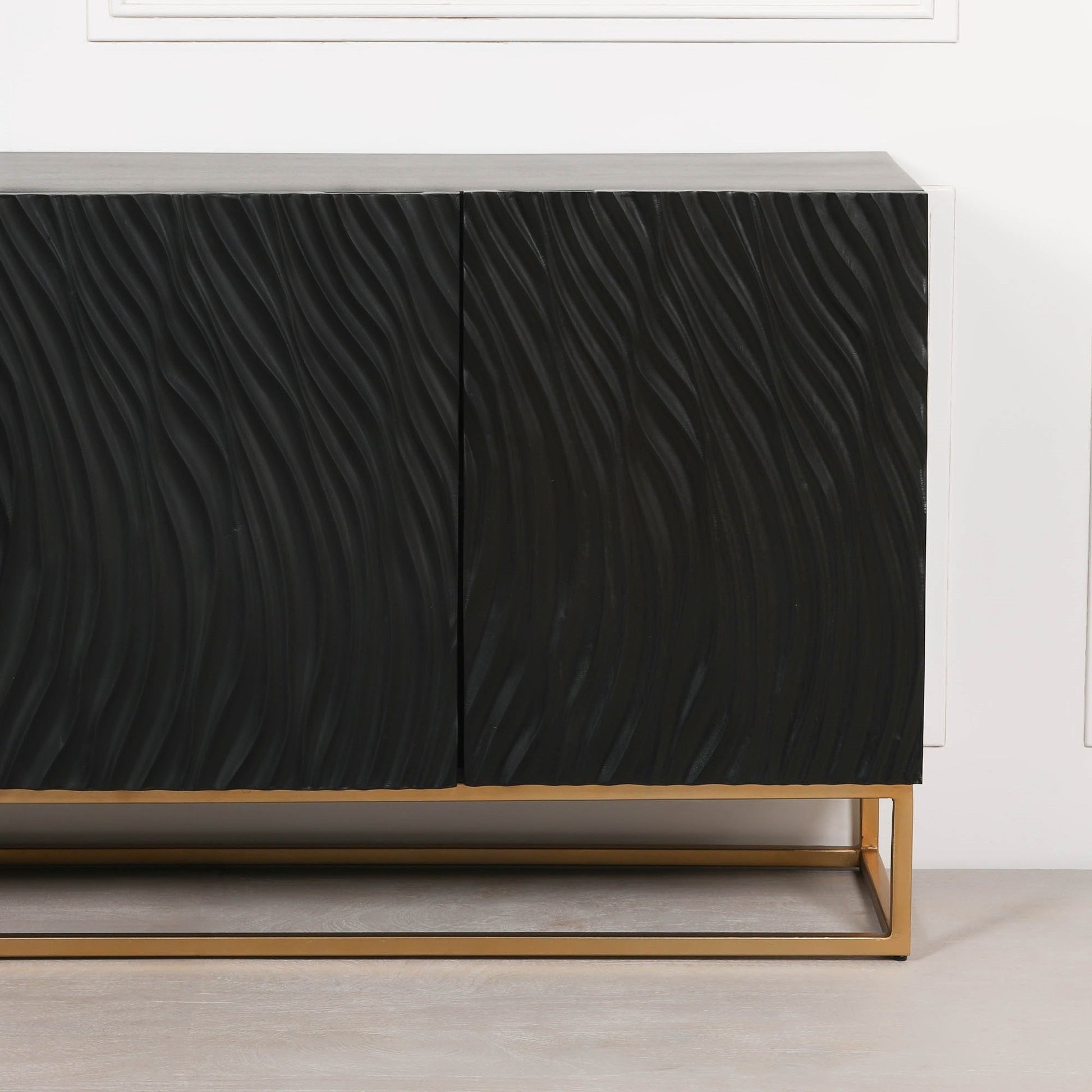 Ripples Black Painted Sideboard  CasaFenix